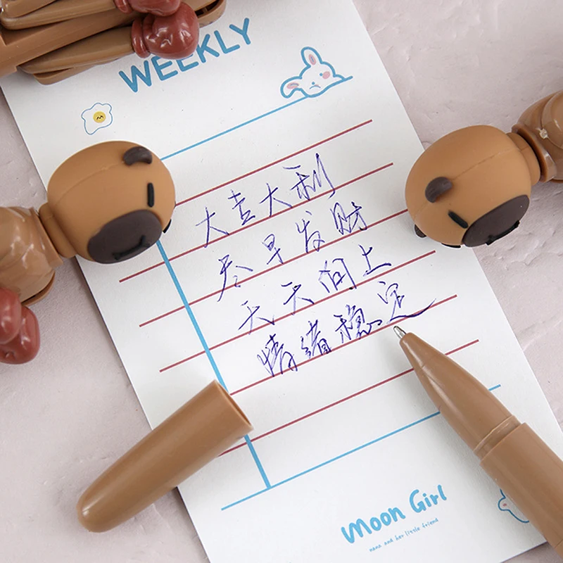 1Pcs Cartoon Decompression Boxing Pen Creative Capybara Ballpoint Pen Student Stationery Office Supplies Stress Relieving Gifts