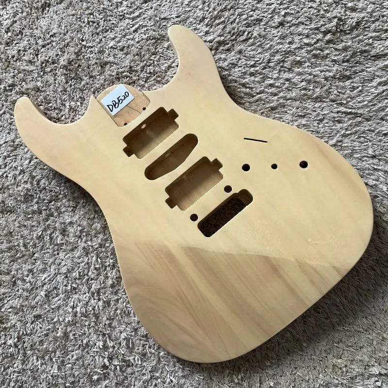 Solid Basswood 6 Strings Electric Guitar Body Unfinished HSH Pickups 2 Points Fixed Tremolo and Bridges for DIYDB520