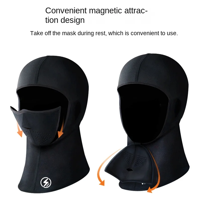 Magnetic ski mask for winter face protection for men and women, windproof face scarf for autumn and winter, plush added