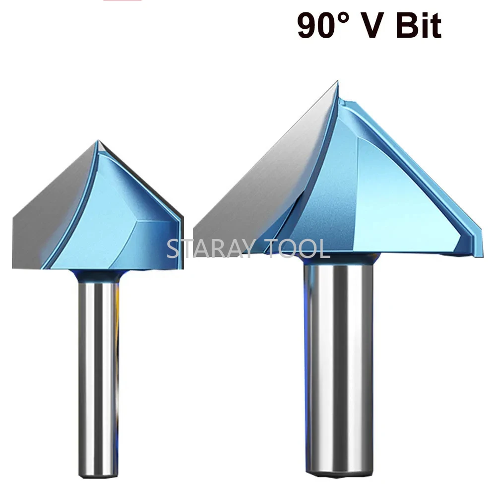 Industrial Grade 90 Degree V Bit Woodworking Carbide Engraving Slotting  V Shape Router Bit for Solid Wood MDF Plywood