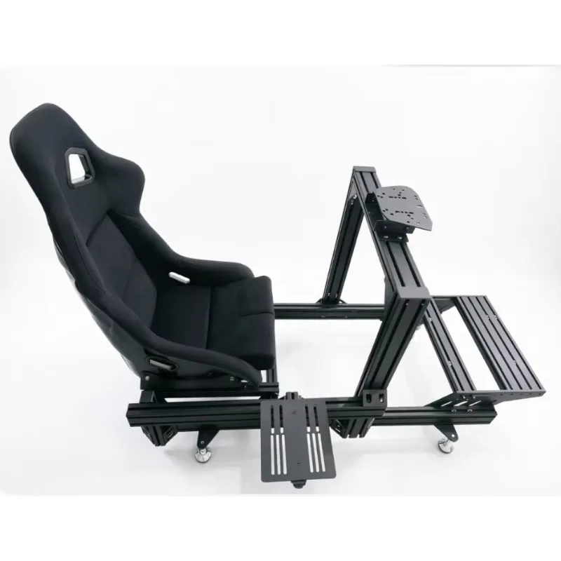 Heavy-Duty Black Aluminum 4080 Sim Rig With Ergonomic Bucket Seat Motion Cockpit Kit Compatible With Direct Drive Wheels