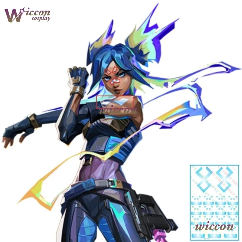 Fade Cosplay Viral Trend Reyna Palm Tattoo Sticker Gekko Valorant Game Neon Accurate Design Party Accessories Women Halloween view 5