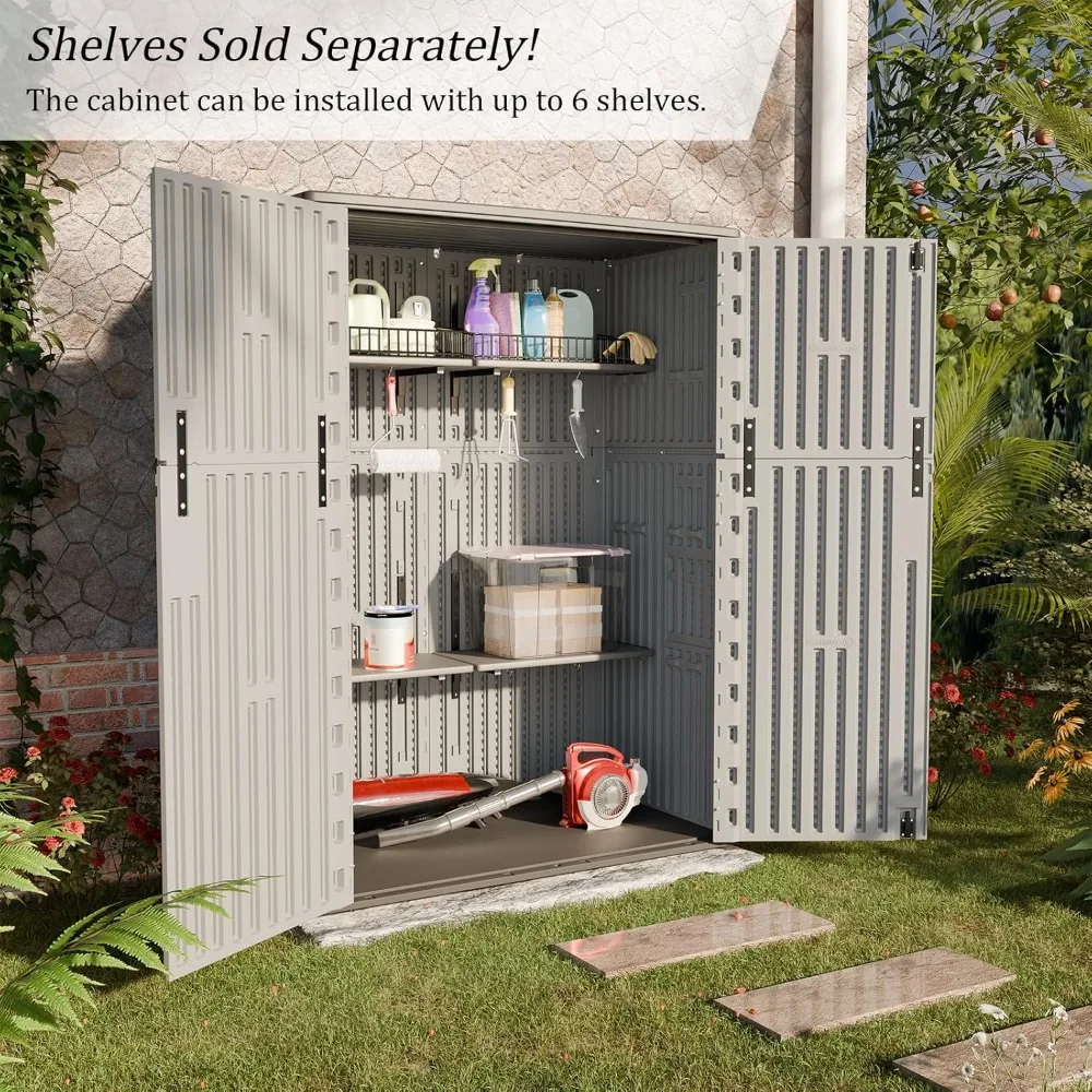 

Outdoor Storage Shed, Highly Weather-resistant, Patio Storage Cabinet, Lockable Resin Tool Shed