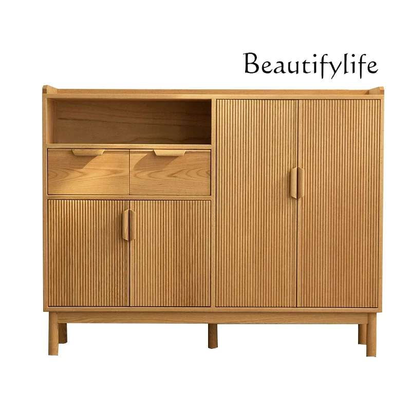 

Japanese-style solid wood shoe cabinet Modern living room large-capacity storage cabinet Small apartment oak foyer cabinet