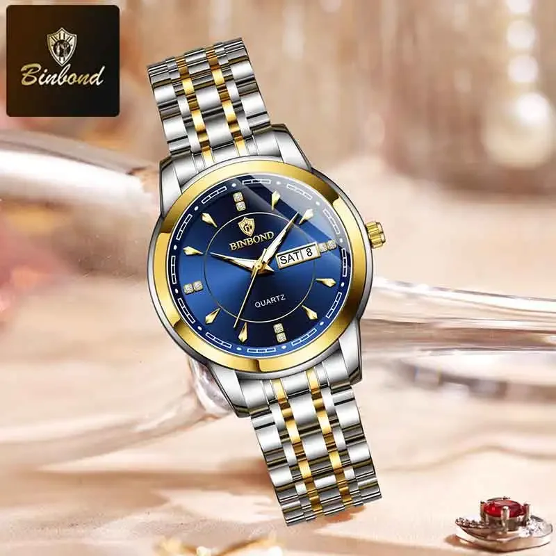 BINBOND New Fashion Ladies Quartz Wristwatch Original Stainless Steel Waterproof Watch Luxury Business Casual Women's Watches
