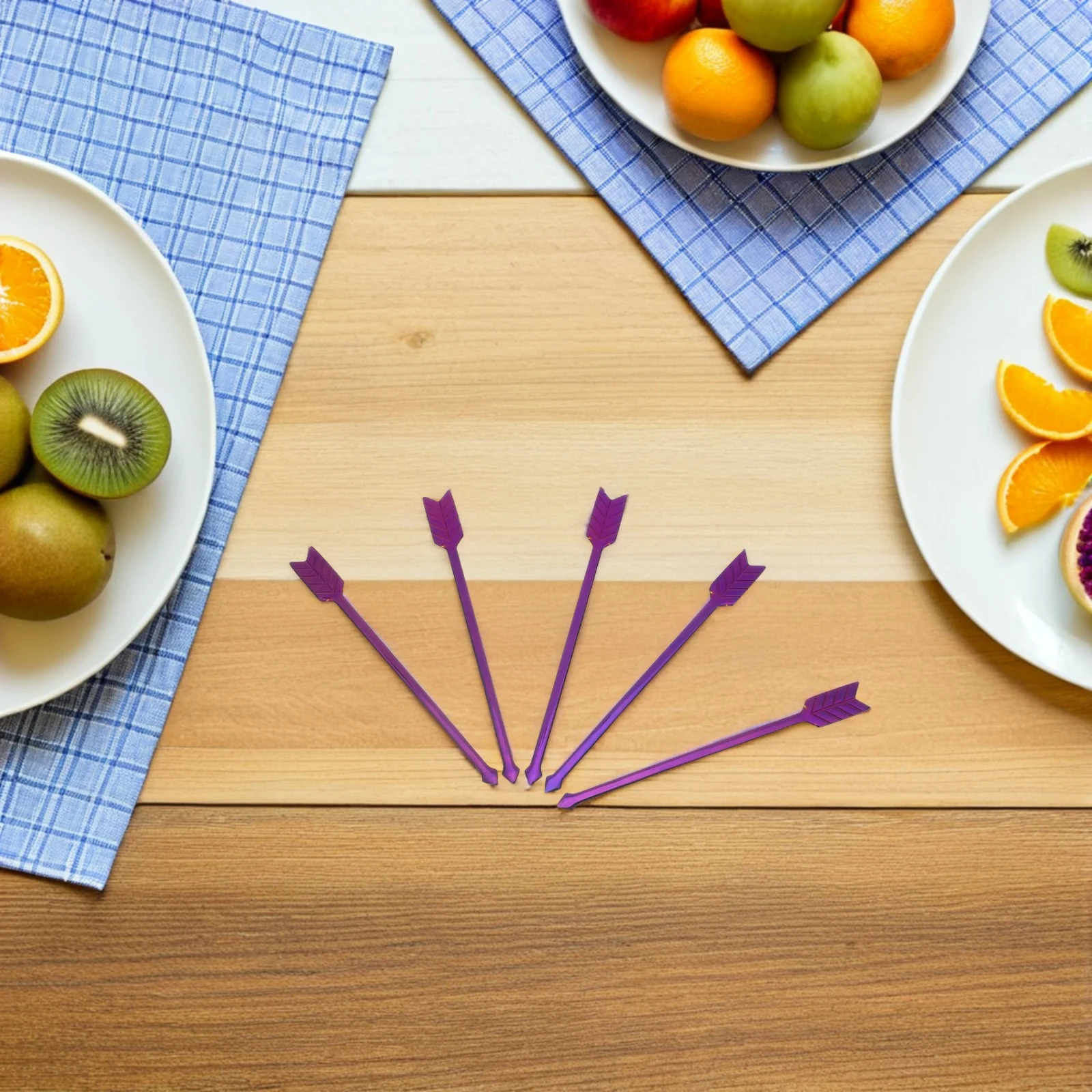 

5Pcs Reusable Stainless Steel Fruit Picks: Sophisticated Coffee Stirring Rods For Drinks - Elegant Kitchen Utensils For Parties