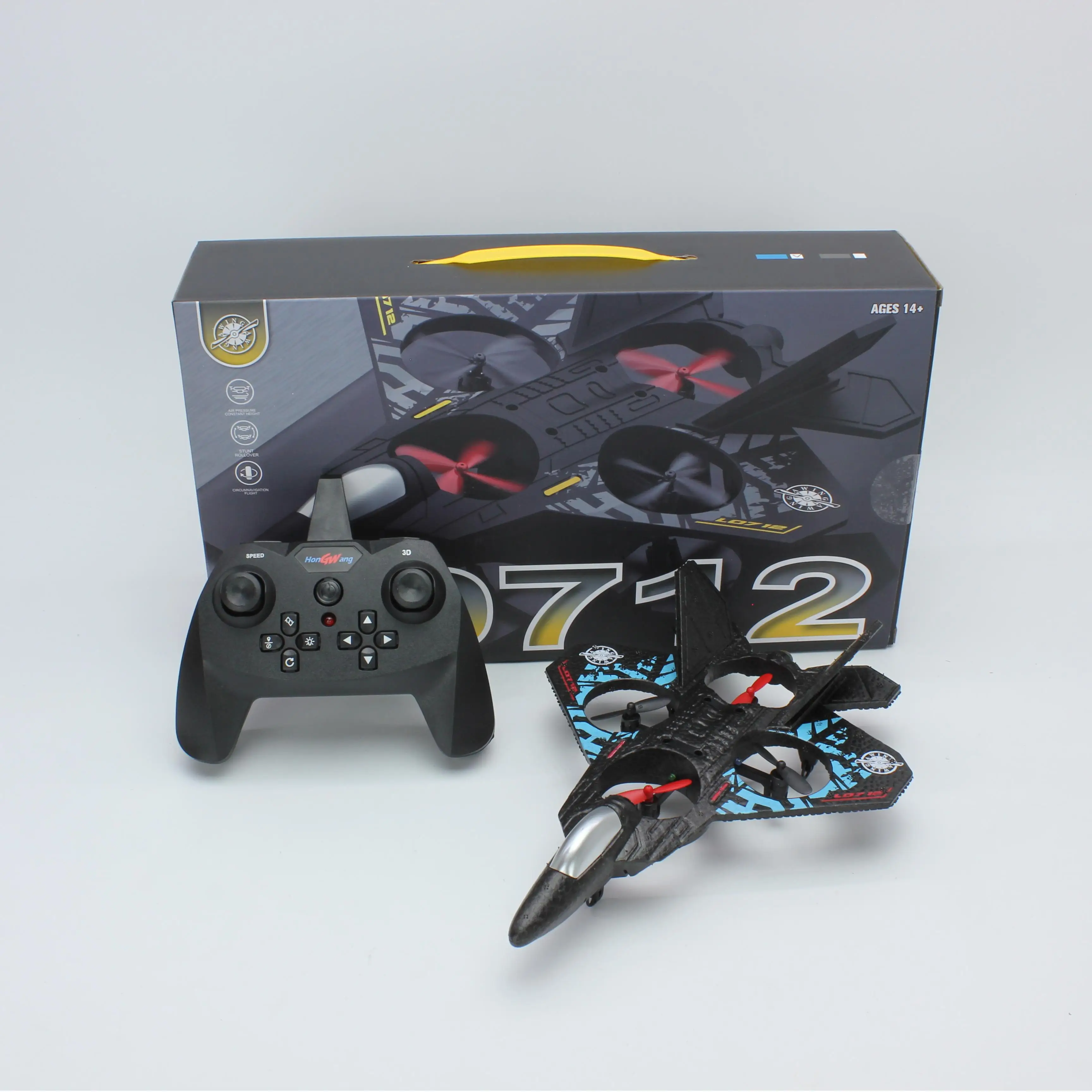 2.4G L0712 Hoogwaardig RC-vliegtuig: Gravity - Sensing EPP Foam Fighter Glider-helikopter met licht, ideaal cadeau voor jongens