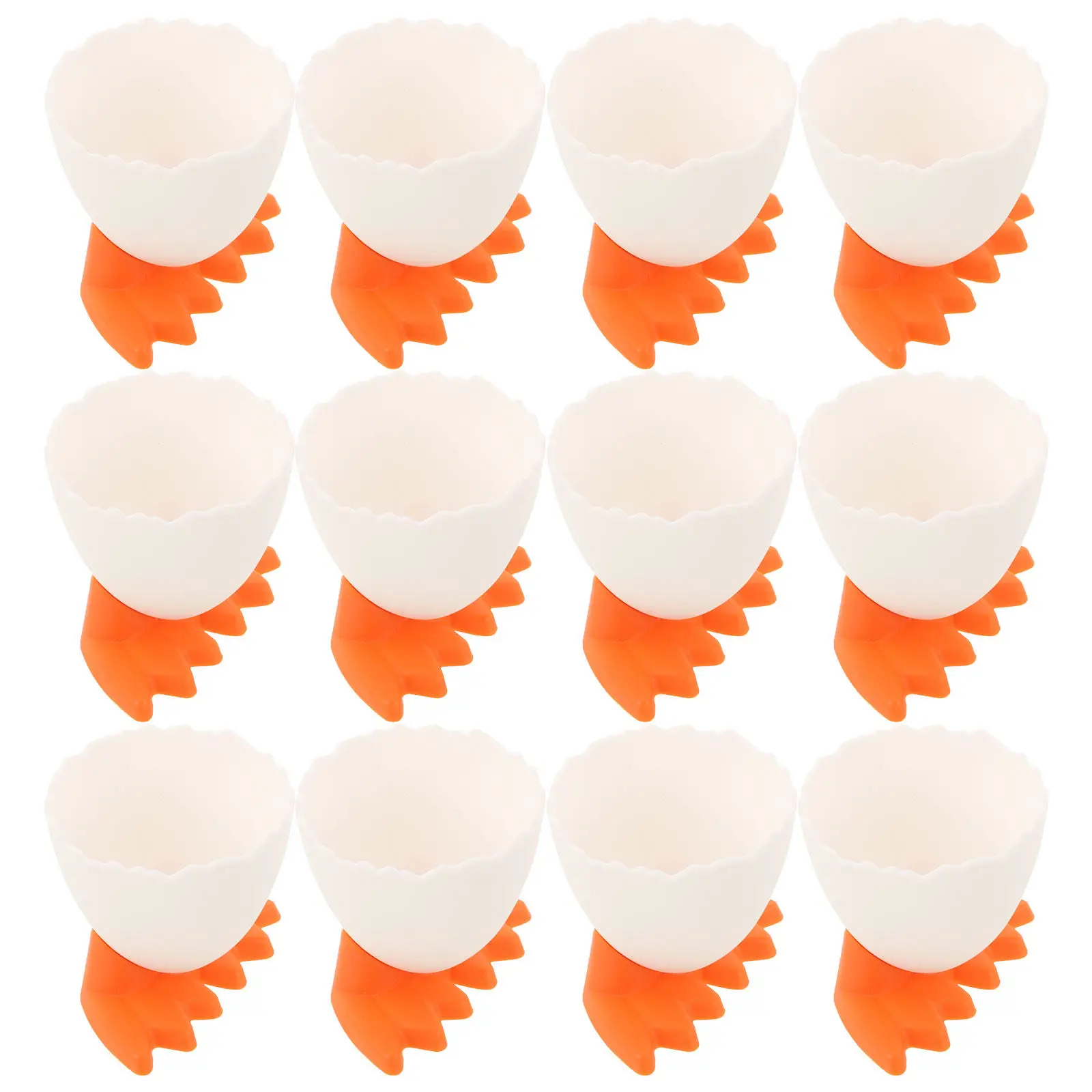 12 piezas de tazas para huevos con diseño de pie adorable, material PP, fáciles de limpiar, para huevos cocidos suaves, decoración de mesa de desayuno, Pascua