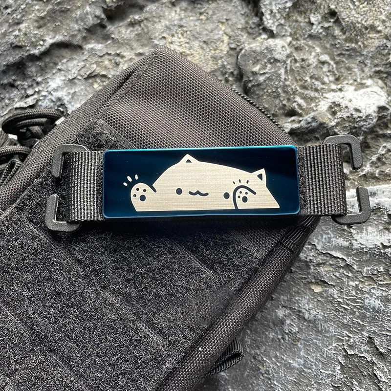 Metal Cute Cat Morale Badge Creative Cartoon Cat Patches Klett Tactical Armband Hook&Loop Emblem Outdoor Backpack Accessory