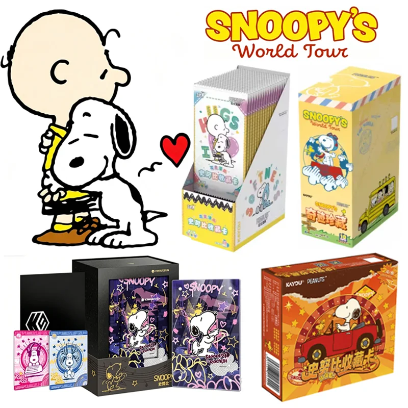 New KAYOU Genuine Peanuts Snoopy Collection Cards Magical World Travel Animation Peripheral Blind Box Toys Children Hobby Gifts