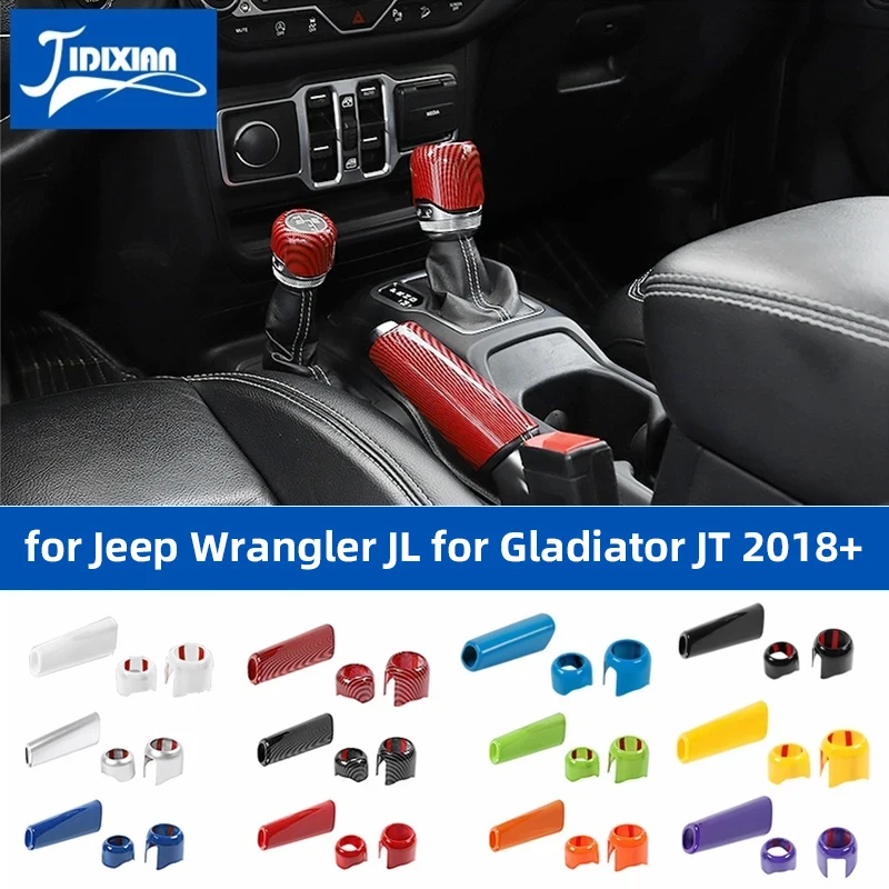 for Jeep Wrangler JL Gladiator JT 2018 2019 2020 2021 2022 2023 2024 Up Car Handbrake 4WD Gear Shift knob Head Decoration Cover