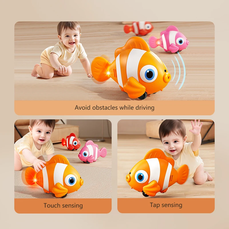 Robô eletrônico peixe rastejando para bebê em movimento dança brinquedo para animais de estimação menina jogo interativo desenvolvimento educação crianças presentes de 3 anos