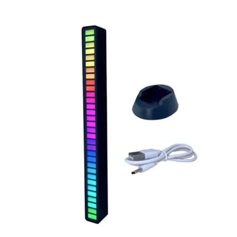 LUSYA D08 Pickup Rhythm Lights 32 Bit Led RGB Voice Control Synchronous Music Level Indicator VU metter For Car Party