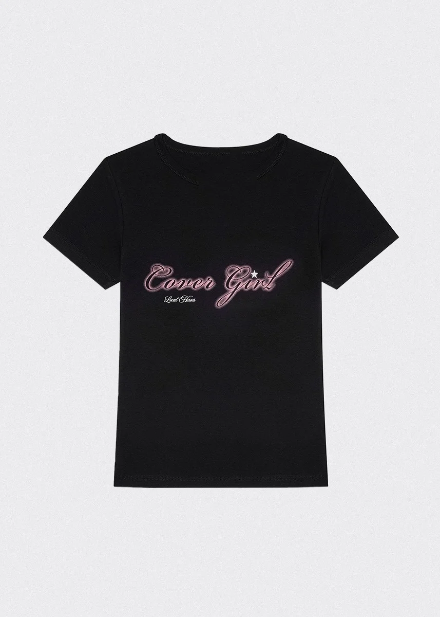 

Футболка TOP COVER GIRL из чистого хлопка, высококачественная летняя футболка с короткими рукавами и новым принтом для пар, свободная и универсальная, модная