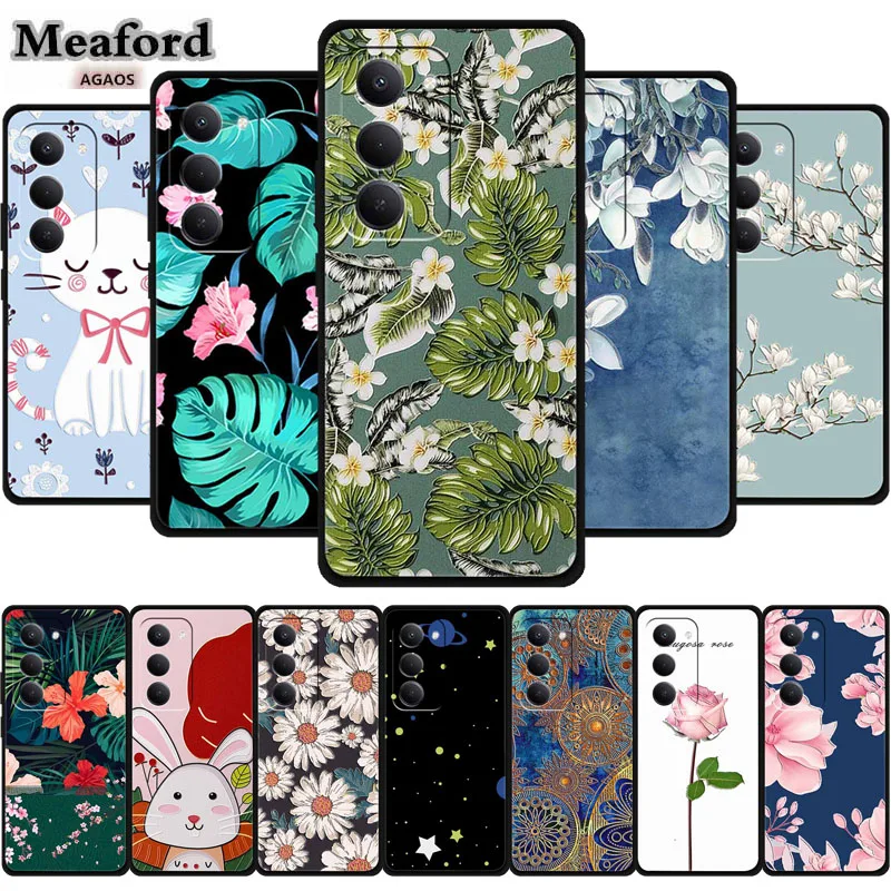 For Redmi 15 3D Phone Cover Soft TPU Silicone Case for Xiaomi Redmi15C 15C 15 C Embossed Flower Blossoms Cartoon Anime Bumper