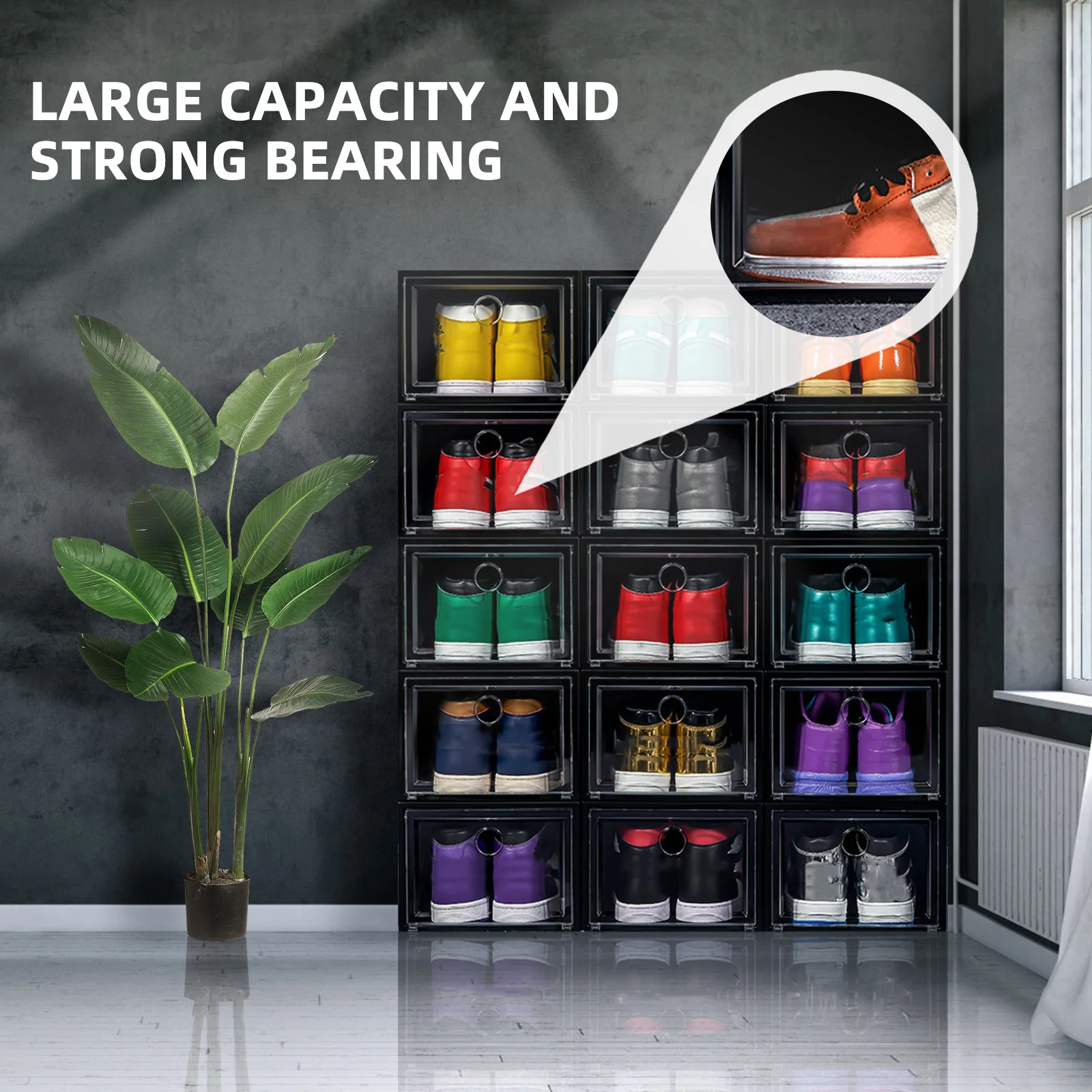 

Dust proof Shoe High Quality PP Material Large Capacity Storage Container Simple Design Bright Color Stackable Shoes Box