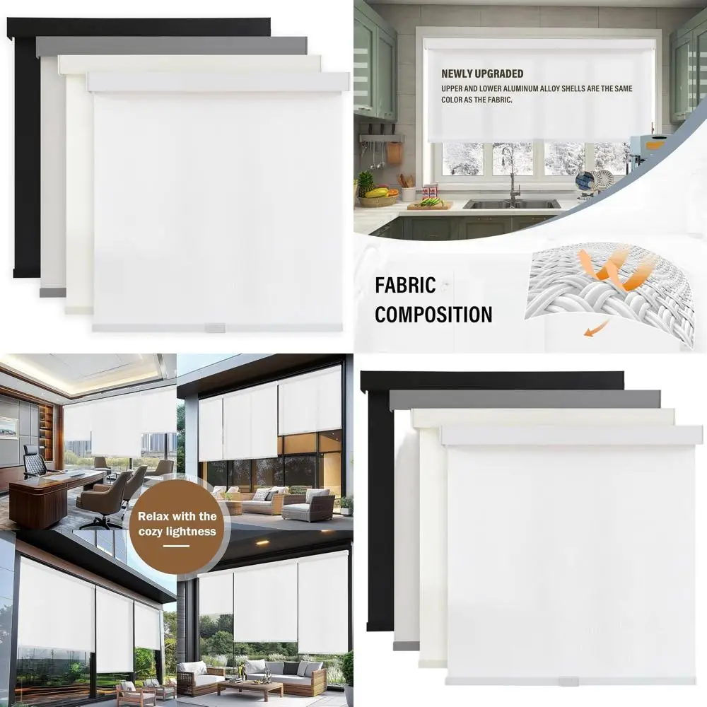 

Cordless Light Filtering Roller Shades, 1% Openness, Valance Included, Insulated Fabric, UV Protection, Natural Woven, 30W x 72H