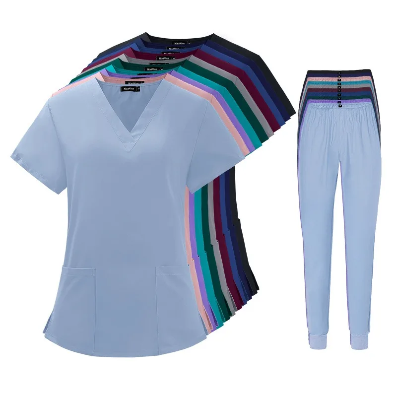 Ultra Soft Scrubs Medical Uniform Women Polyester Nurse Work Set Classic Simple Scrubs for Doctor Premium Dental Clinic Clothes