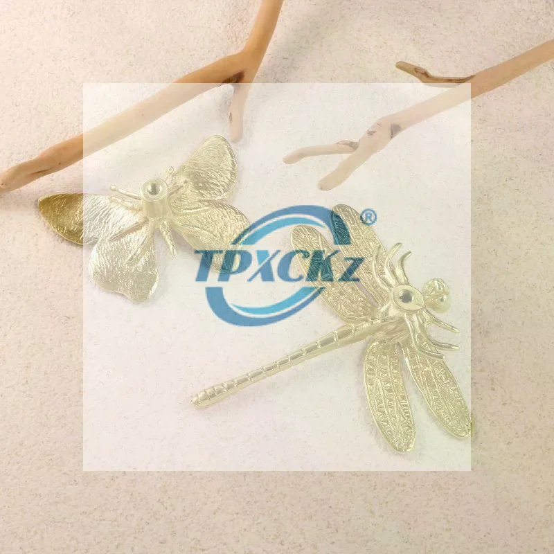 Retro Butterfly/Dragonfly Brass Handle Furniture Hardware Vintage Cabinet Door Knobs Single Hole Gold Wardrobe Drawer Pulls