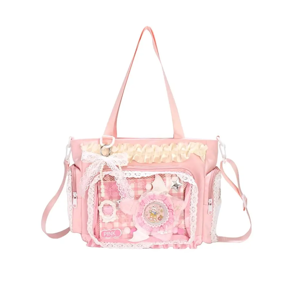 

Сумка-тоут через плечо в стиле ита, сумка-мессенджер с держателем для значков и аксессуарами, эстетичная сумочка в стиле японского аниме