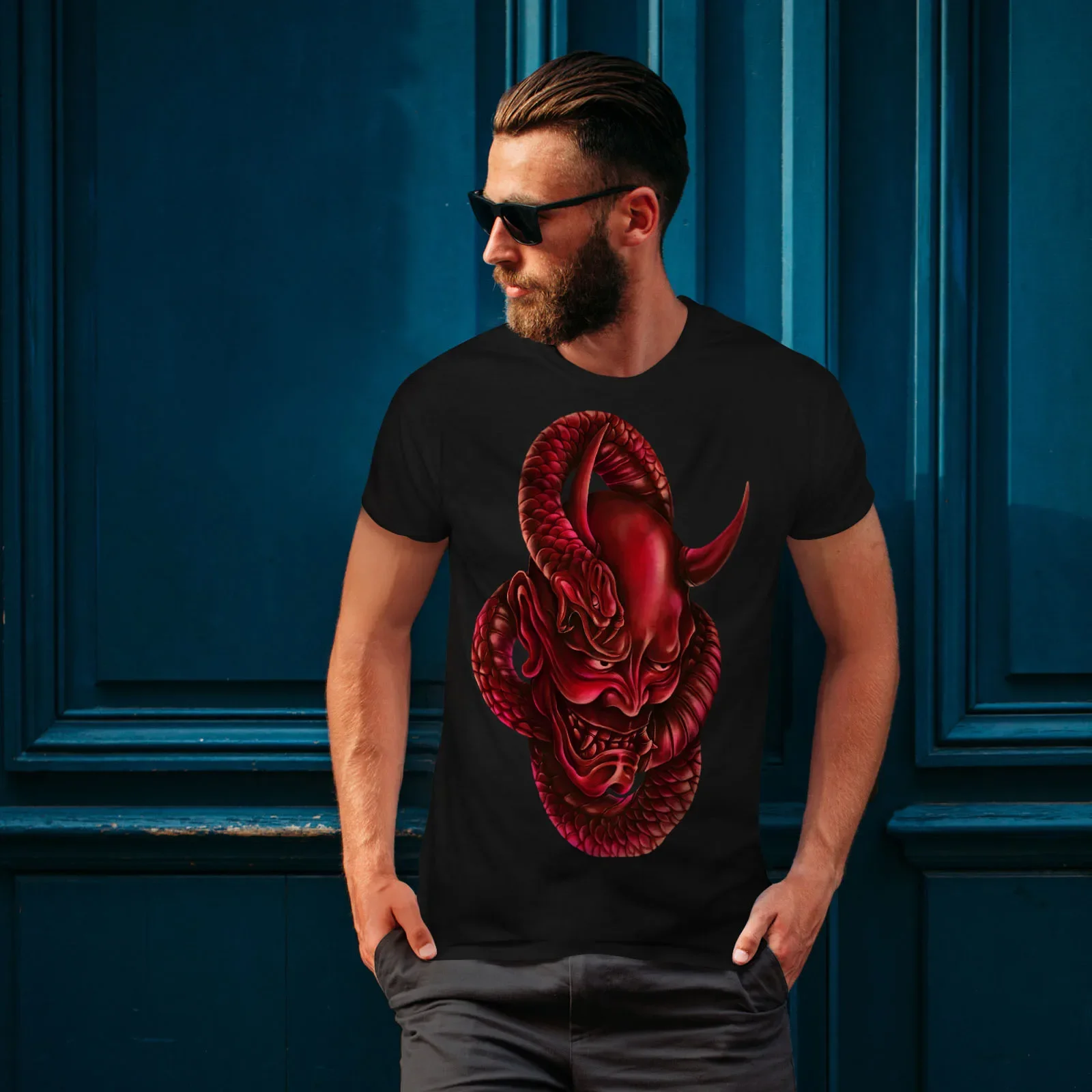 Snake Devil Satan Smile Horror Graphic T Shirt 100% Cotton Short Sleeve O-Neck Casual T-shirts Loose Top New Size S-3XL