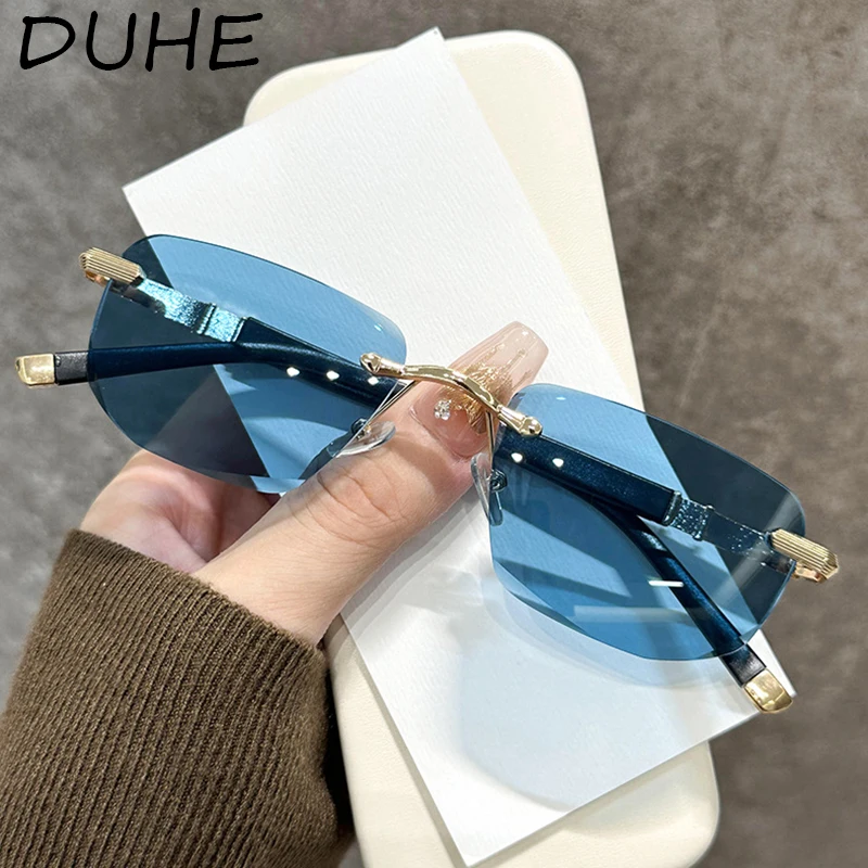 Men's And Women's Frameless Edge-Cut Anti-Blue Light Reading Glasses,Fashionable Sunshade Flat Mirrors,Household Reading Glasses