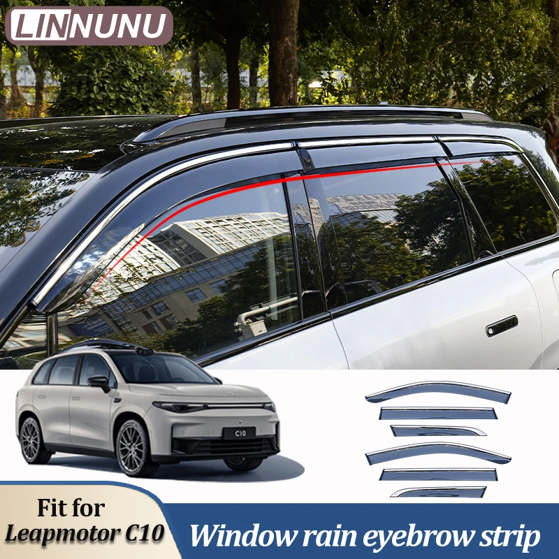 Linnunu Fit for Leapmotor C10 Car Exterior Supplies, Rain Shield, Car Window Bright Strip, Rain Eyebrow, Car Window Wind Shield, Pc Material Car Window Rain Shield, Car Supplies Decorative Accessories