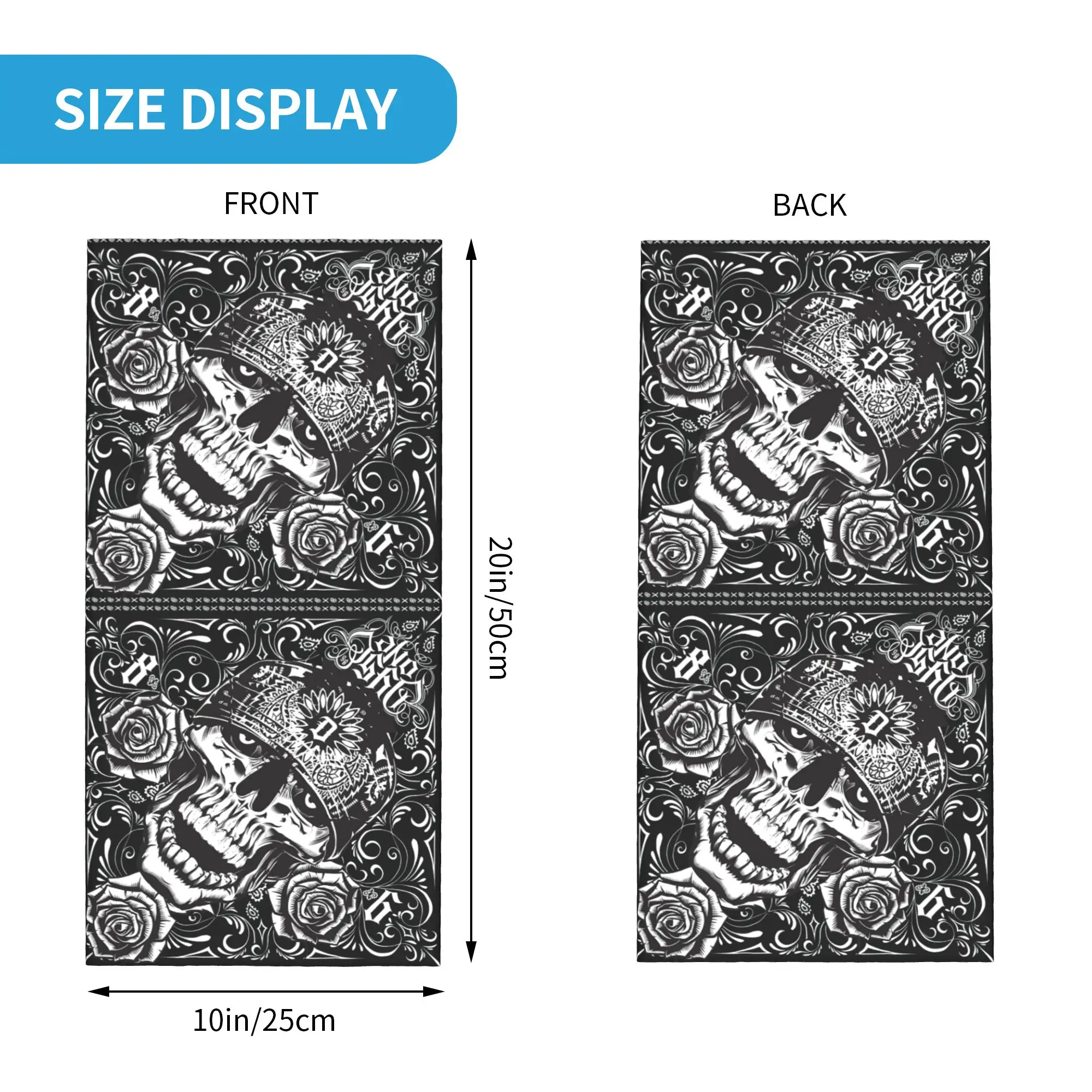 Amis Kaki Skull Print Bandana Neck Gaiter Printed Wrap Scarf Balaclava Outdoor Sports for Men Women Adult All Season
