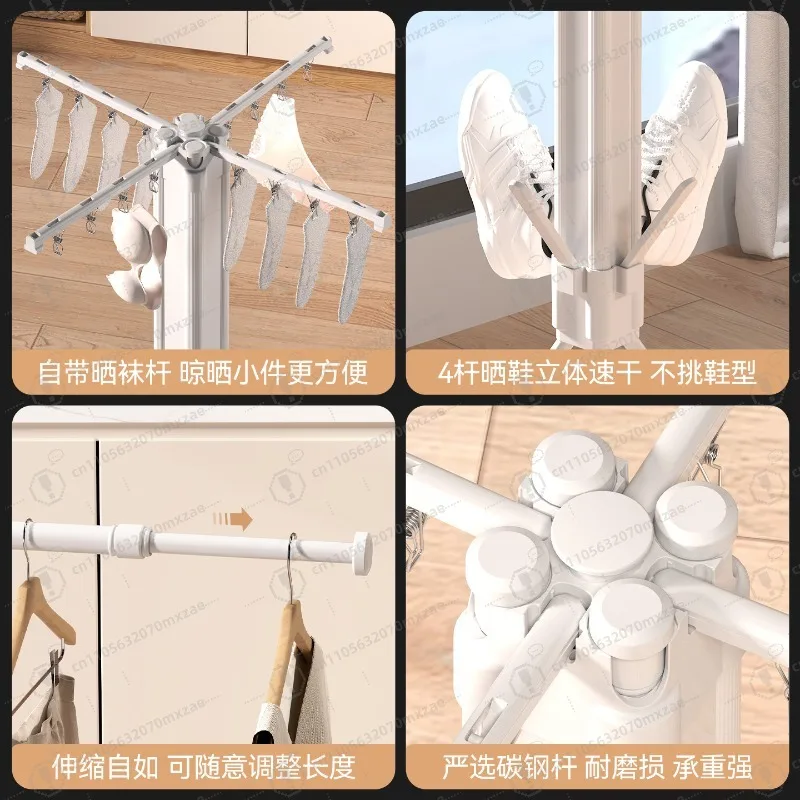 

Foldable Octopus Clothes Drying Rack - Retractable Floor-Standing Carbon Steel - No Installation Heavy Duty for Quilts Indoor