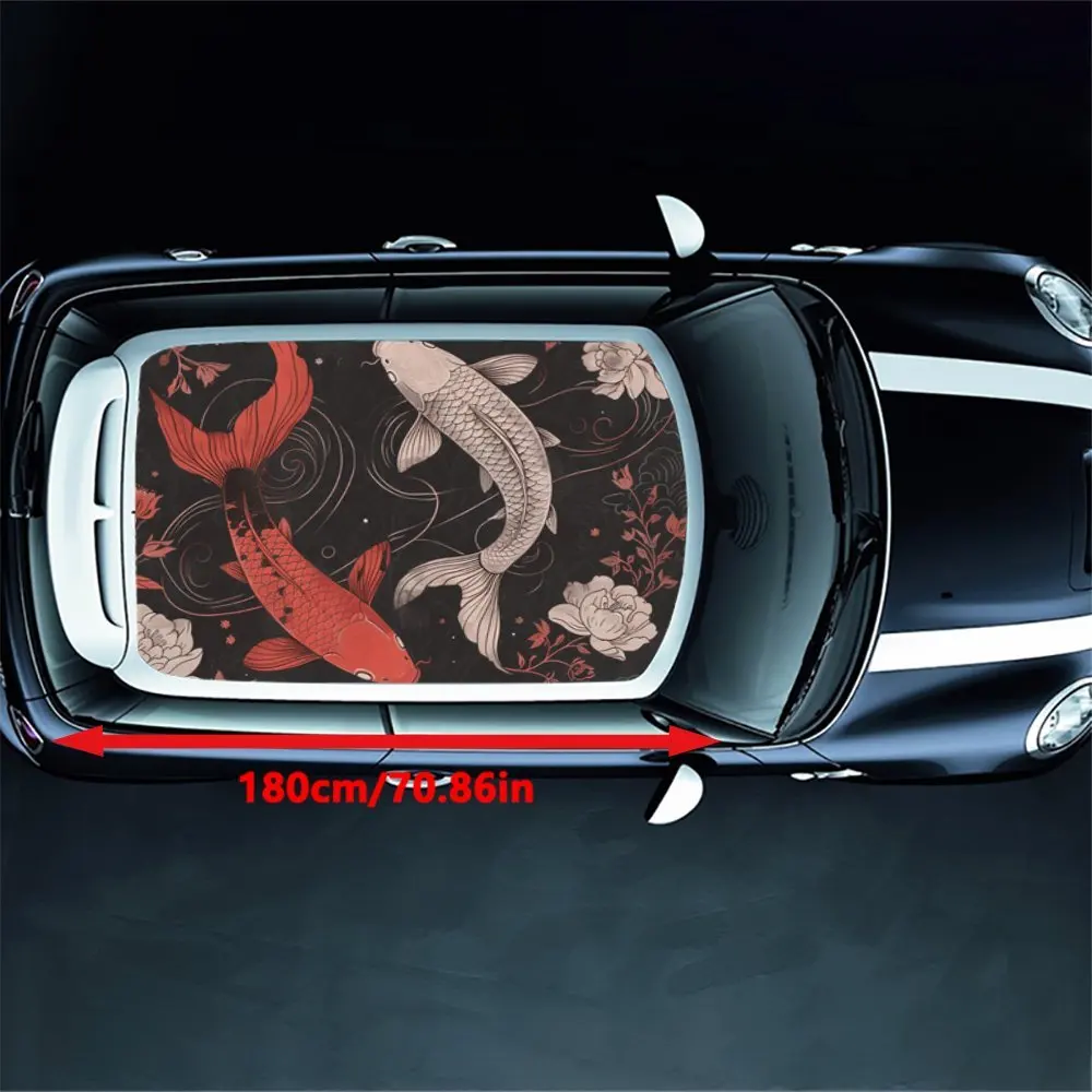 Koi Dreaming: Traditional Floral Patterns of Aquatic Elf Graphics Car Vinyl Wraps, Vinyl Car Roof Graphics, Vinyl Decal Showcase