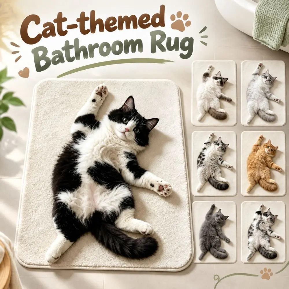 Ragdoll Cat/Cow Cat/Civet Cat Cute Cat Floor Mat Non-slip Soft Bedroom Door Small Rug Water-absorbing Entrance Carpet