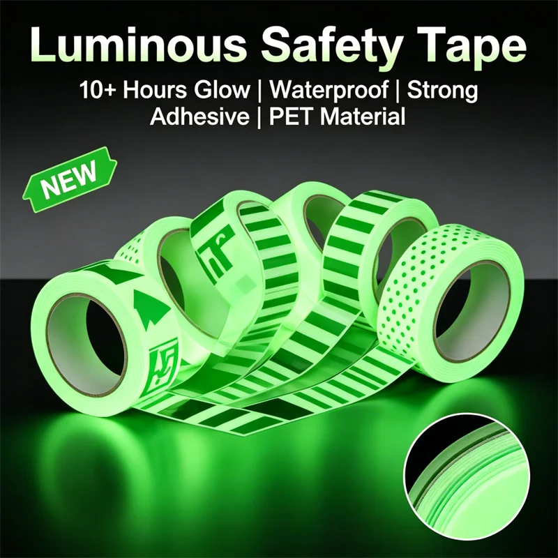 Patterned Fluorescent Self-adhesive Tape for Stage Marking Stair Safety and Wall Decoration Waterproof High-brightness Green