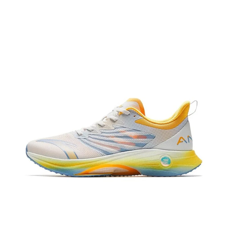 Anta MACH 3.0 Comfortable Slip Resistant Abrasion Resistant Low top Running Shoes Men's White Blue Yellow 112325583S-6