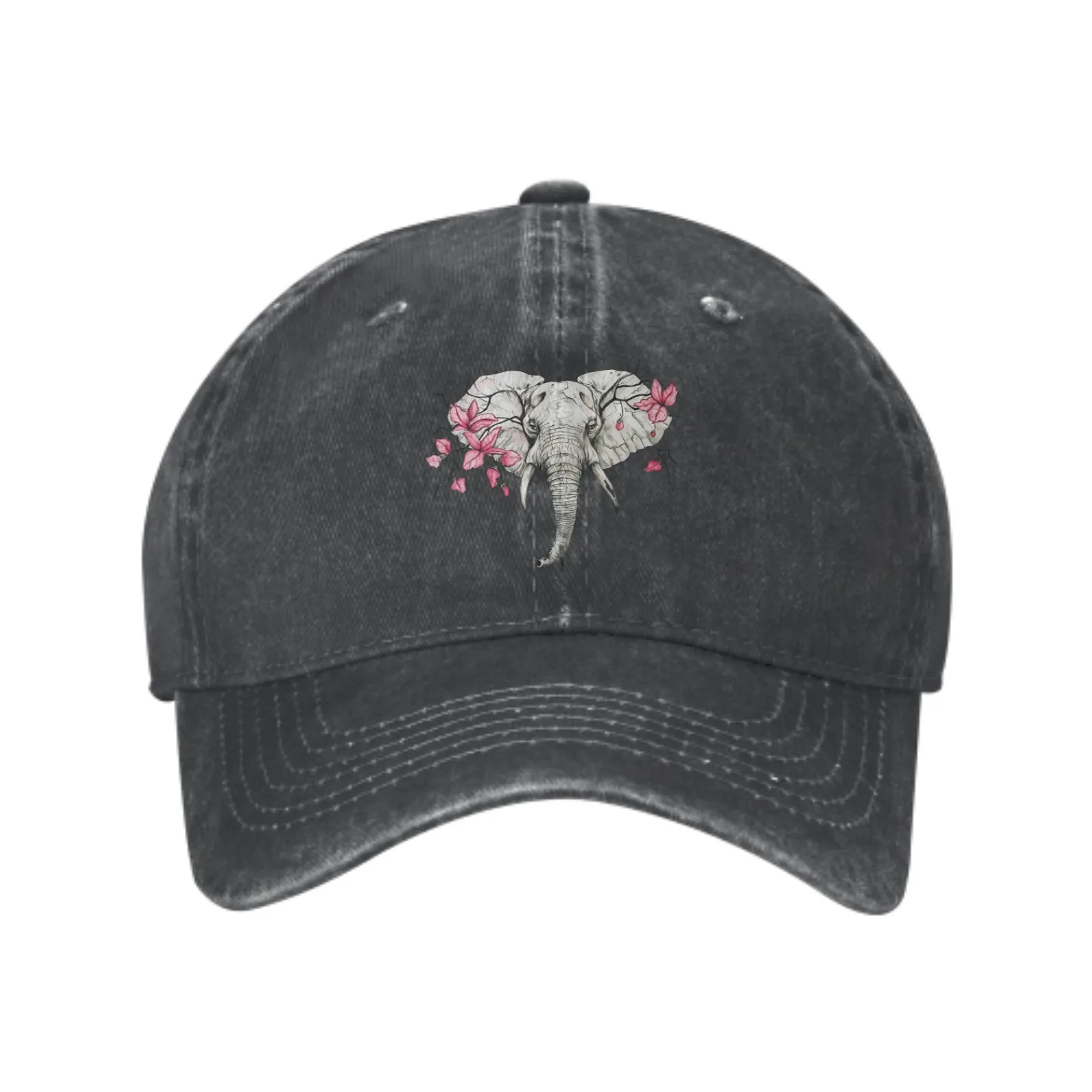 

Elephant Pink Flower Baseball Caps Soft Trucker Hats for Men Women Denim Hats Streetwear Outdoor Casual Sport All Seasons