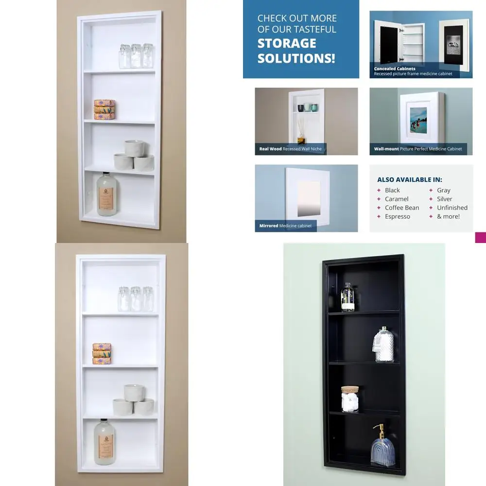 

Fox Hollow Furnishings 14 x 36 Sloane Recessed Wall Medicine Cabinet, Replacement Shelf for In-Wall Bathroom Storage