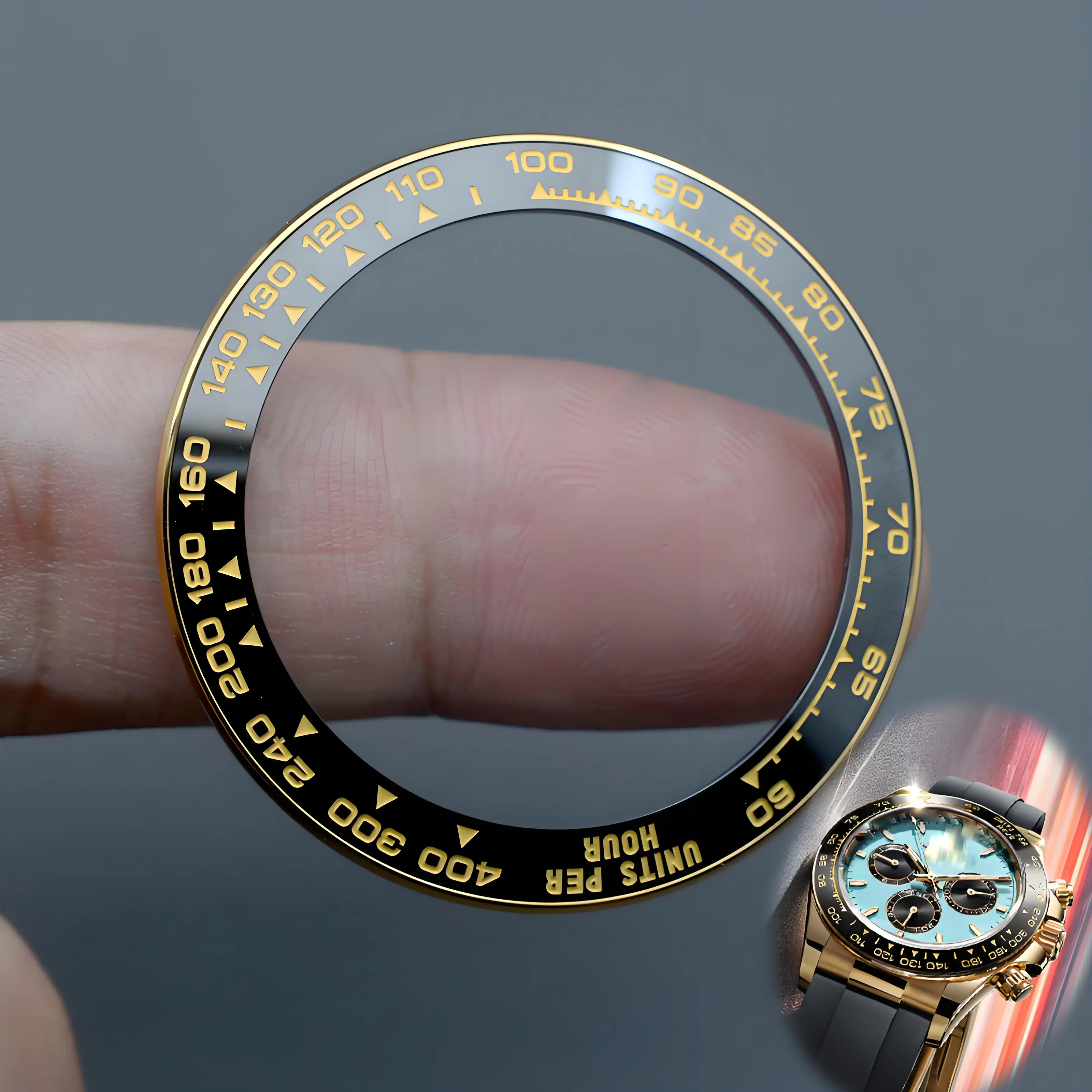 39.4*31.4mm Watch Ceramic Bezel Insert With Metal Fit Dayt ona  SUB YACHT-MASTER Men's Watch Case Repair Parts