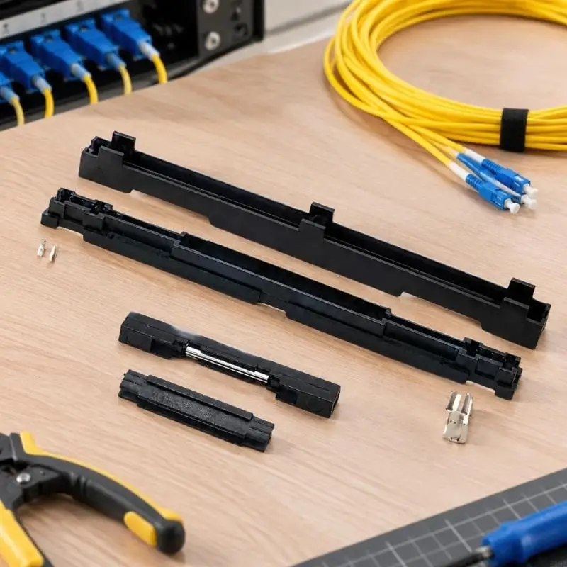Fixed-Length Fiber Optics Mechanical Splices Connector, Pack of 5 Black ABS Tools with Alignment Guides for Drop Cable F19E