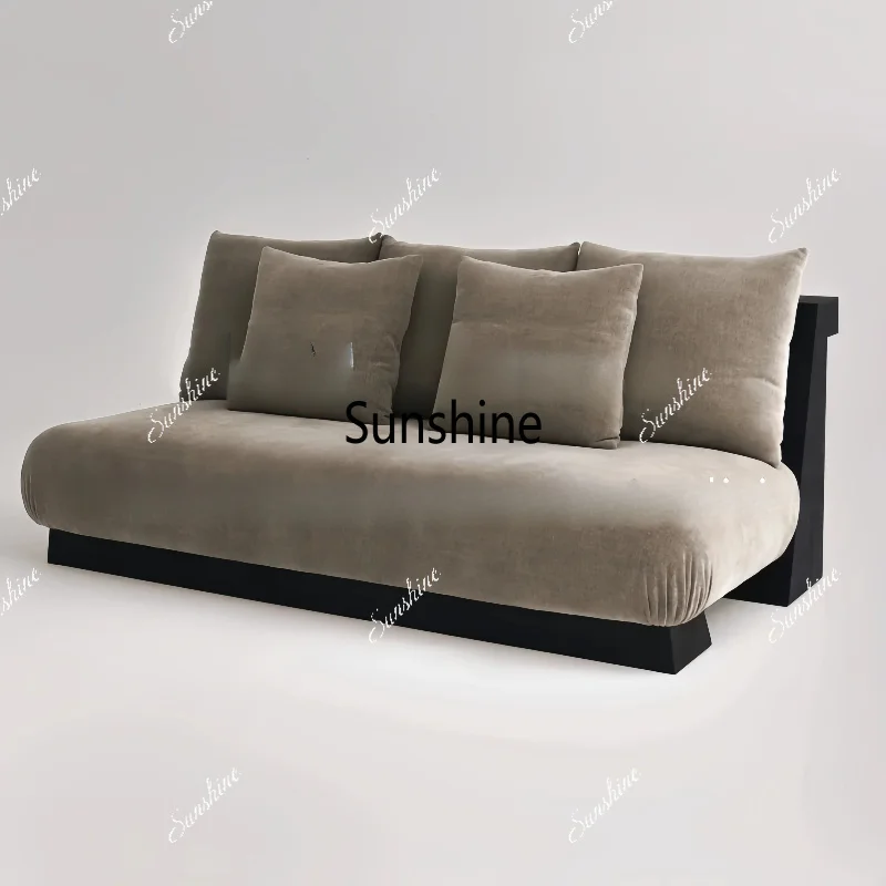 Wabi Sandy Wind Solid Wood Fabric Sofa Leisure Chair Retro Design Living Room Homestay Reception