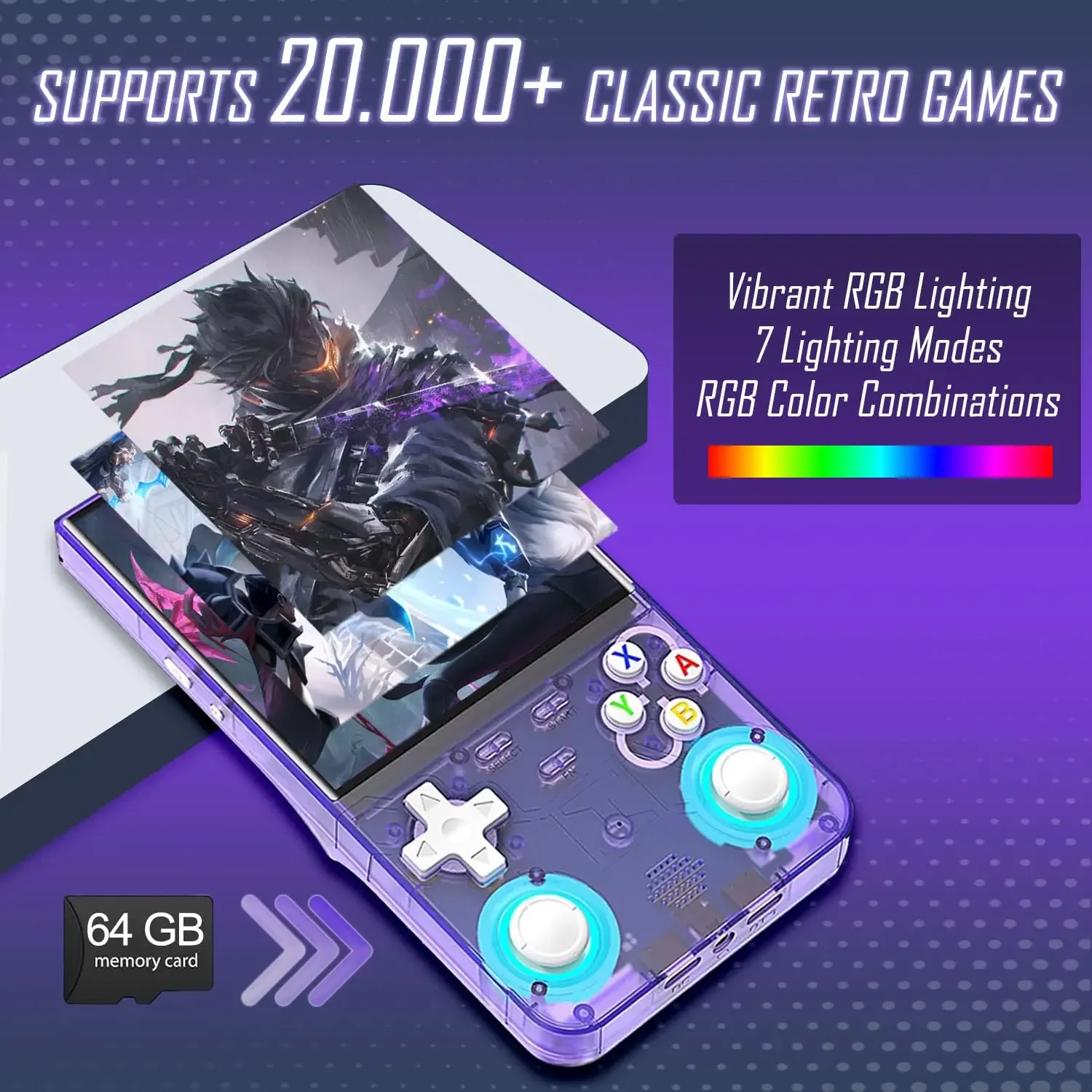 NEW R36 Ultra Retro Handheld Game Console Linux System 4.0 Inch IPS Screen Portable Game Console 64GB 20000+ Classic Games