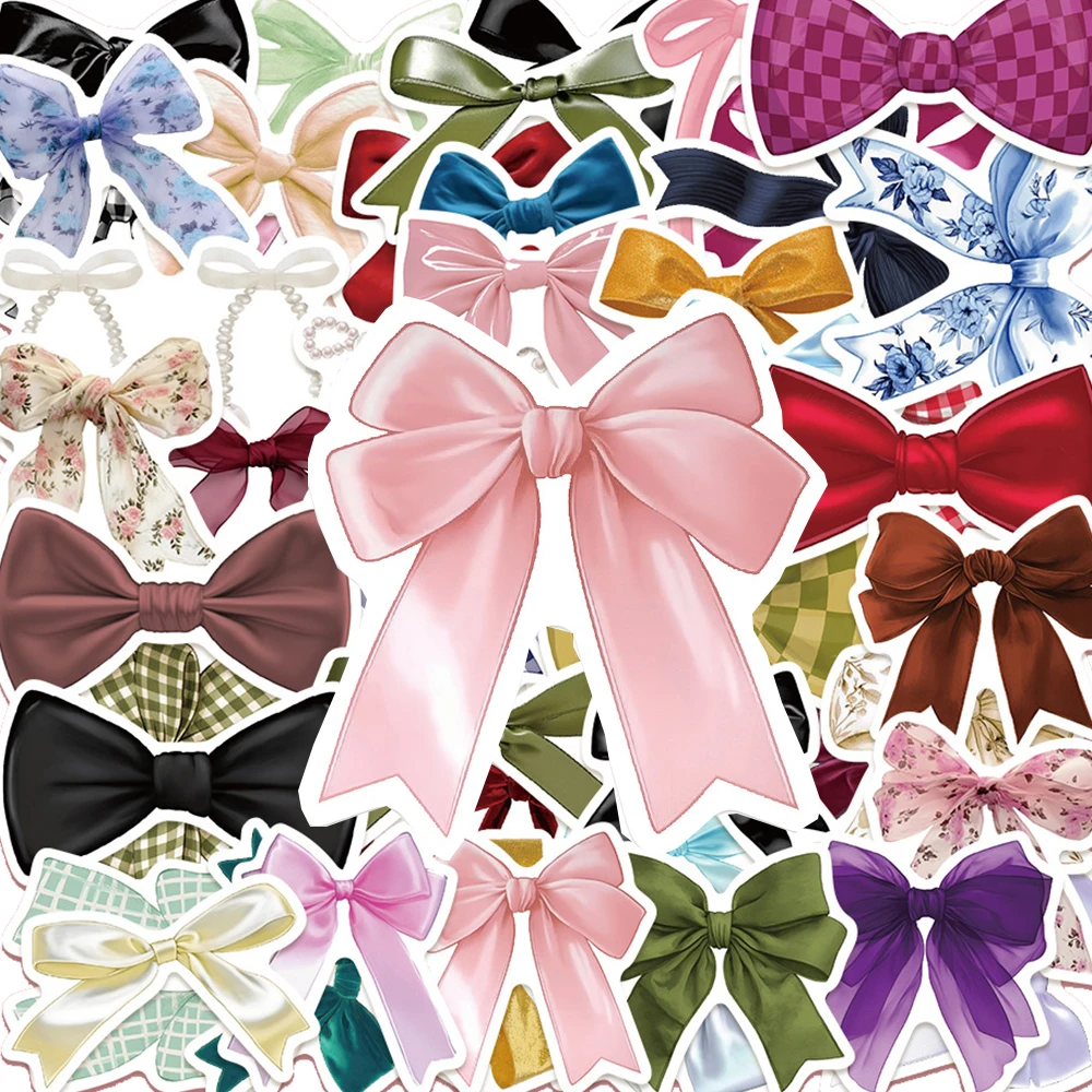 

10/30/50pcs Colorful Cute Cartoon Bow Stickers Aesthetic Decoration Sticker DIY Notebook Phone Stationery Laptop Decals for Gift