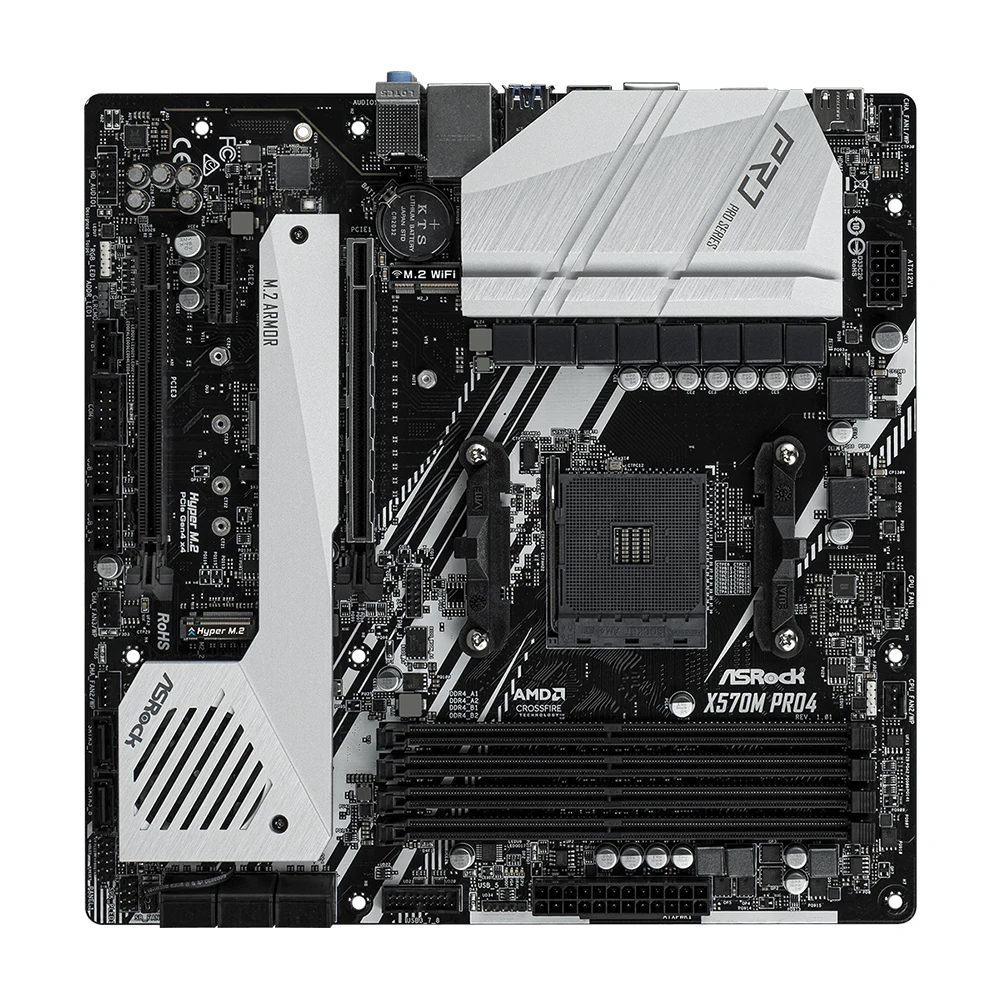 Placa base ASRock X570M Pro4 AMD X570 compatible con 5800X3D 5700x3D 5600G CPU 4xDDR4 4200MHz PCIe4.0 M.2 NVME mATX AM4