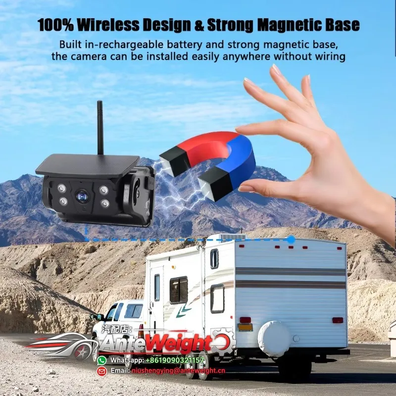 Wireless Magnetic Solar Reverse 360 Car System RV Truck Safety Driving Blind Spot Monitoring  Monitor Screen view 4