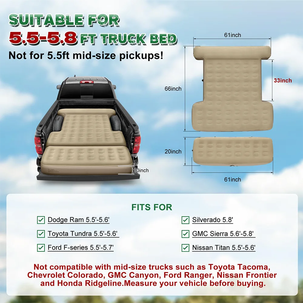 2026 Upgraded 10 Inch SUV Air Mattress Portable Camping Bed With Wireless Air Pump For SUV Vehicles