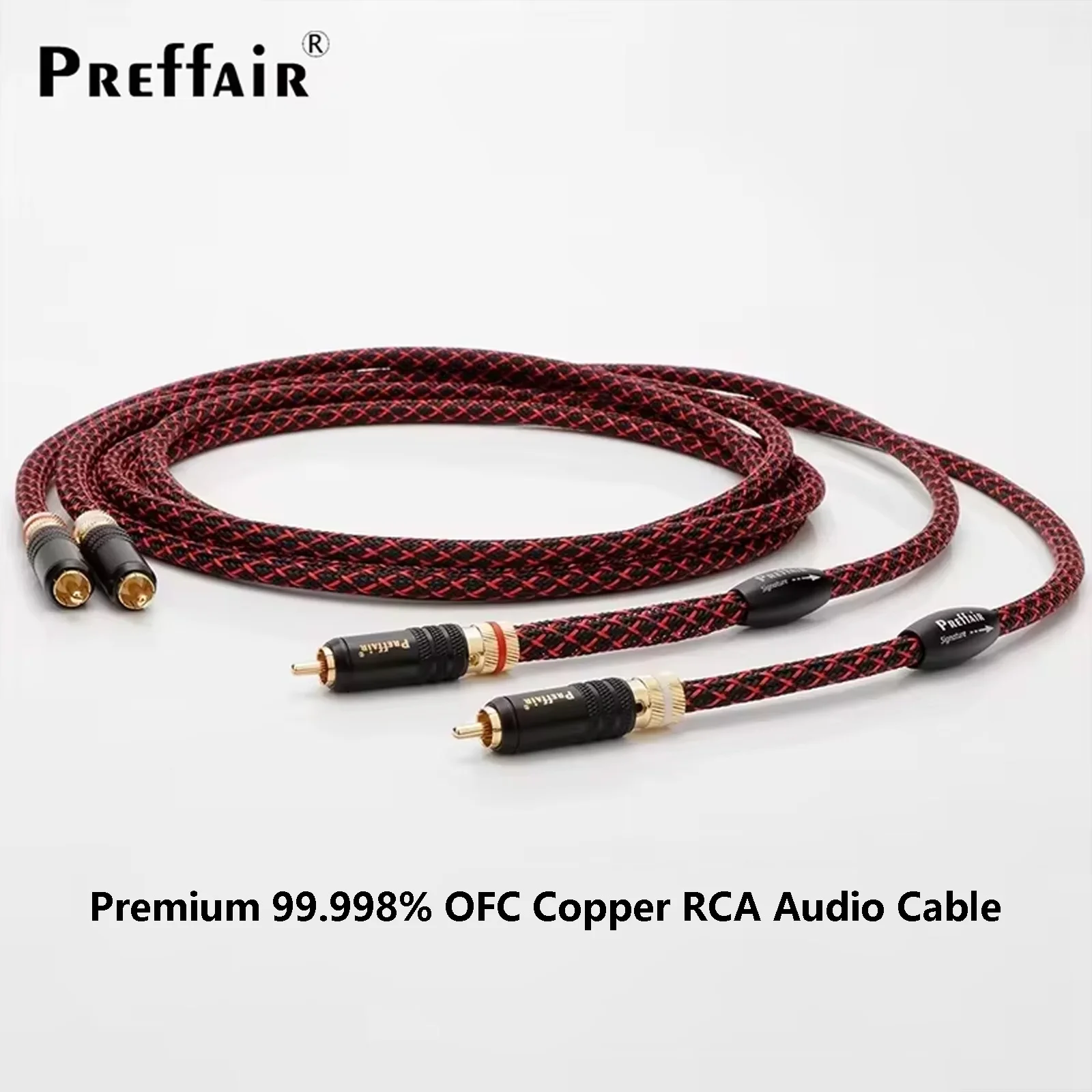 Premium 99.998% OFC Copper RCA Audio Cable - Brass Gold-Plated RCA Male Connectors HiFi Speaker Interconnect for Home Theater