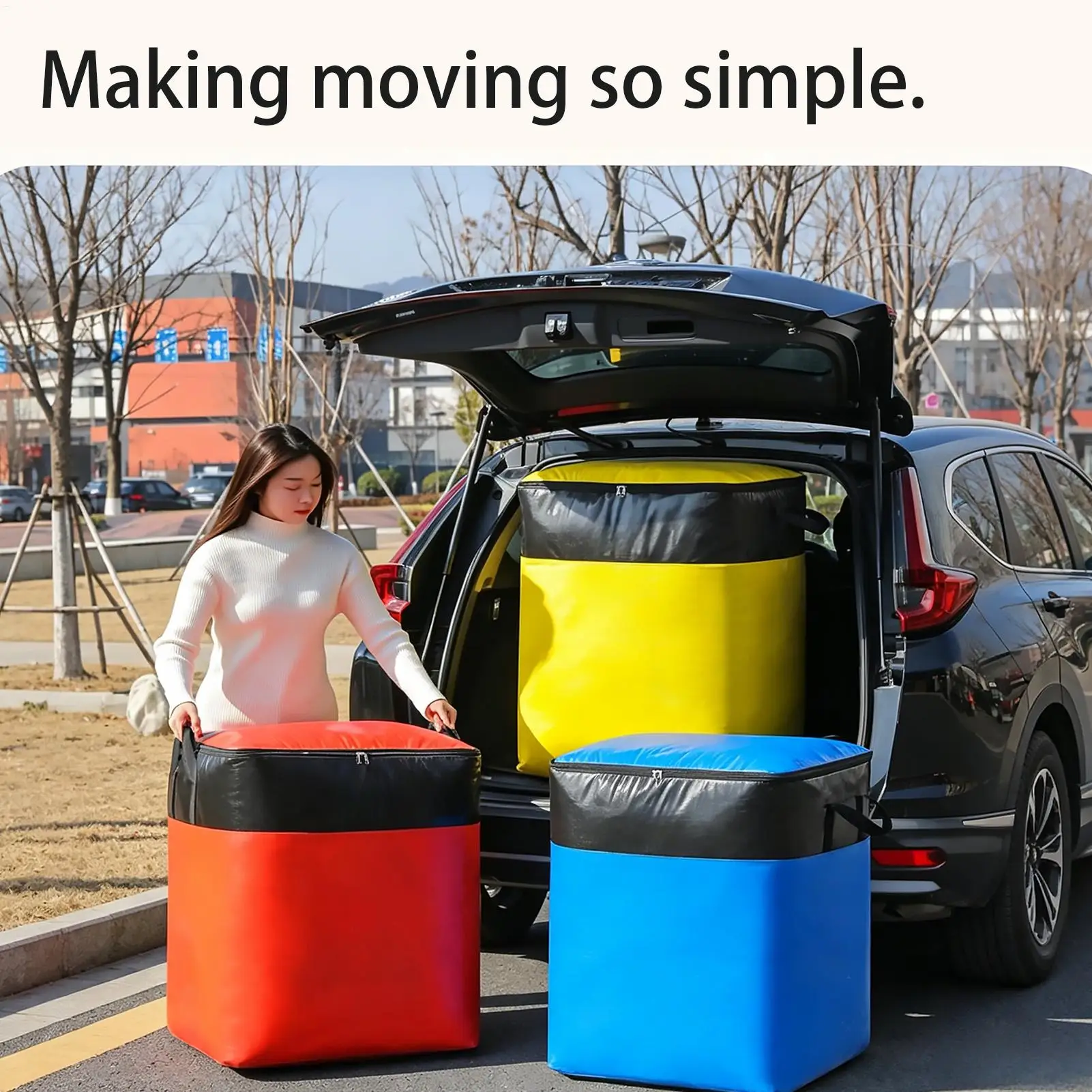140L Large Capacity Moving Bag Thickened Eco-friendly Luggage Bag Waterproof Woven Bag Transfer Storage Wear-resistant Bag