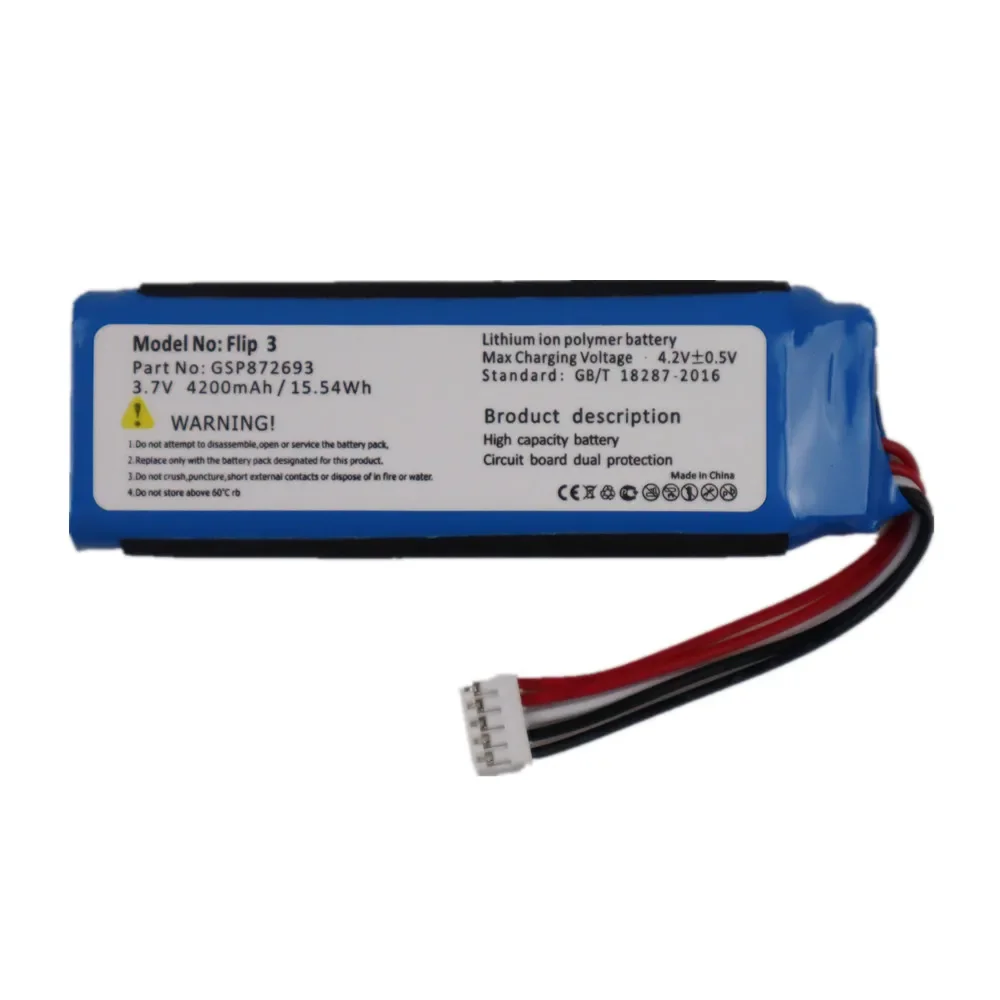 4200mAh 100% oryginalny głośnik wymienna Bateria do JBL Flip 3 Flip3 GSP872693 odtwarzacz Bluetooth Bateria głośnikowa Bateria