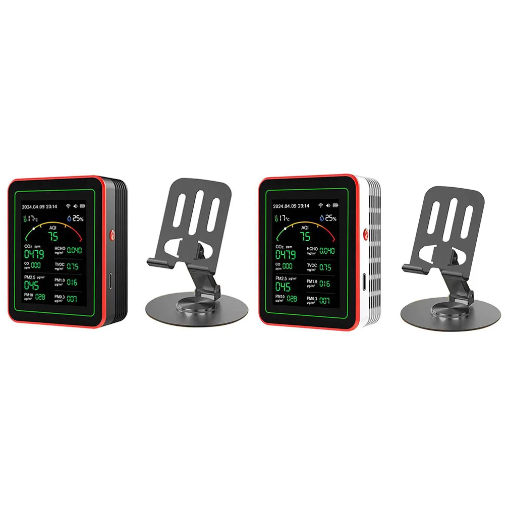 Misuratore di prova dell'aria 15 in 1 Tester di temperatura multifunzione Display LCD Misuratore di temperatura e umidità per CO/CO2/HCHO/TVOC/AQI