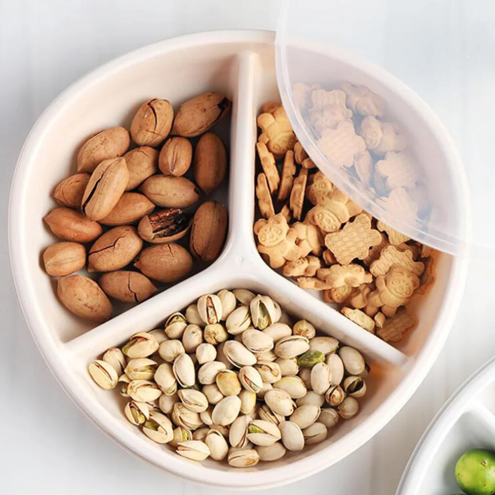 

Sturdy 3-Grids Dried Fruit Tray Plastic Snack Serving Tray Perfect for Sharing Fruits Nuts Candies At Parties and Leisure Time