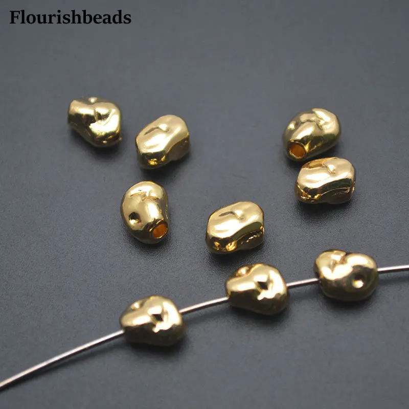 50pcs Gold Color Irregular Shape Potato Oval Nugget Metal Spacer Beads For Bracelet Necklace making