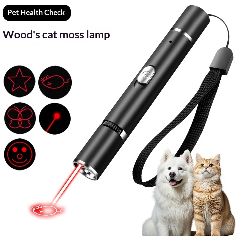 Multi Pattern Cat Teaser Laser Toy Usb Rechargeable Uv Wood Lamp For Ringworm Detection Stainless Steel Interactive Pet Supply